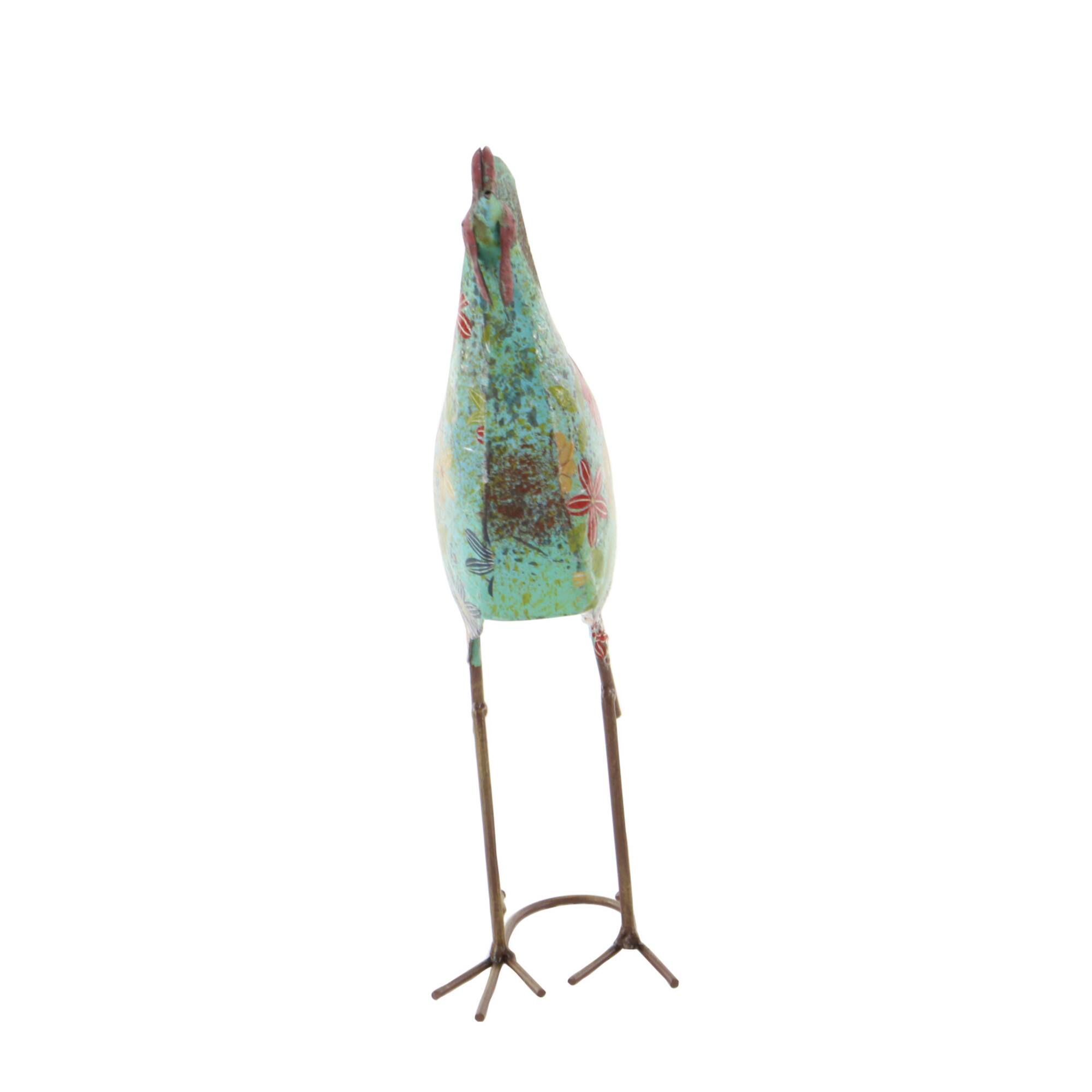 17" Iron Eclectic Rooster Garden Sculpture